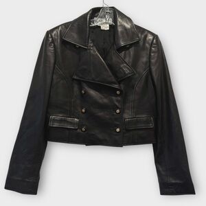 Vintage Carlisle Leather Double Breasted Jacket Sz 10